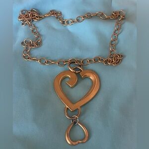 Vintage Gold Tone Chunky Heart Chain Necklace Heavy